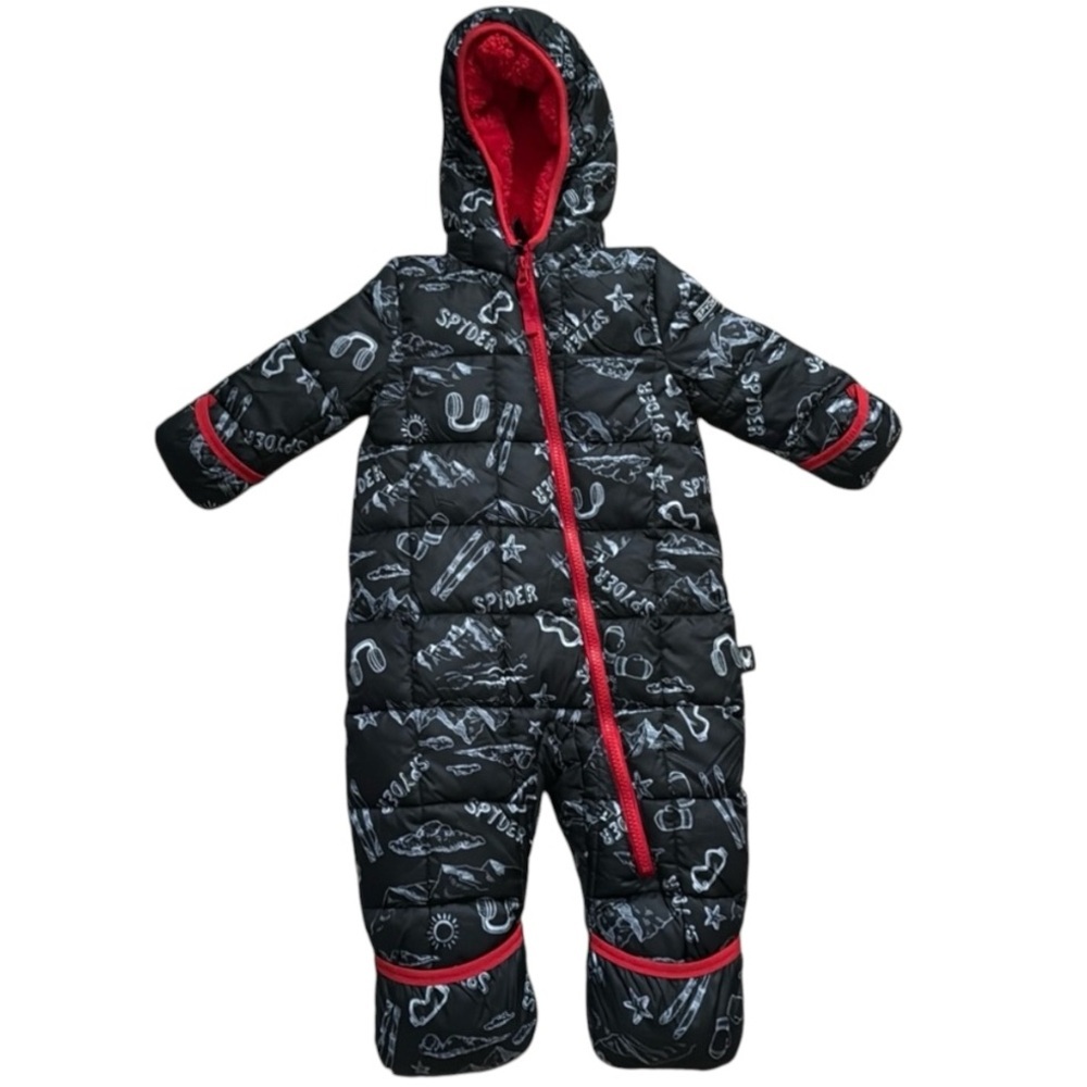 Spyder Black Puffer Snowsuit with Red Trim